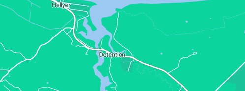 Map showing the location of Service Station Toilet Detention River in Detention, TAS 7321