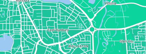 Map showing the location of Warren Blackwood Waste in East Bunbury, WA 6230