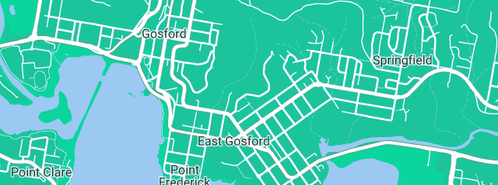 Map showing the location of Gosford Electrical Services in East Gosford, NSW 2250