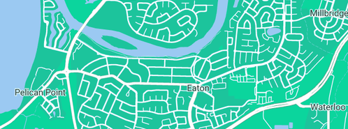 Map showing the location of Bunbury Houseboats in Eaton, WA 6232
