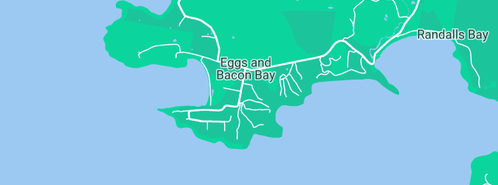 Map showing the location of Three Beaches Tasmania in Eggs And Bacon Bay, TAS 7112