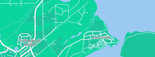 Map showing the location of Piggott S R & J A-Desktop Publishing in Emu Point, WA 6330