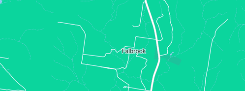 Map showing the location of Falbrook Wildlife Refuge in Falbrook, NSW 2330