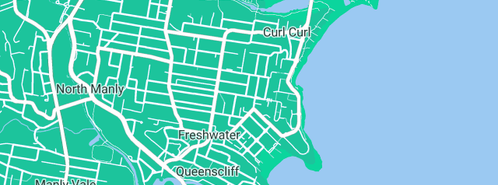 Map showing the location of Peninsula Remedial Builders in Freshwater, NSW 2096