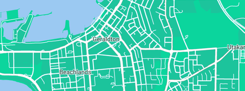 Map showing the location of Brockman Plumbing in Geraldton, WA 6530
