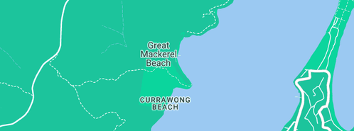 Map showing the location of Bliss Mackerel in Great Mackerel Beach, NSW 2108