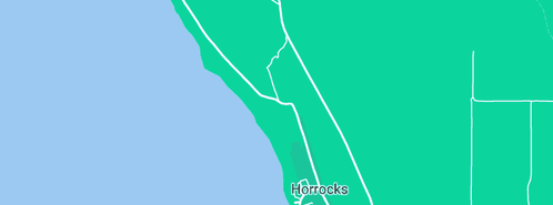 Map showing the location of Horrocks Beach General Store in Horrocks, WA 6535