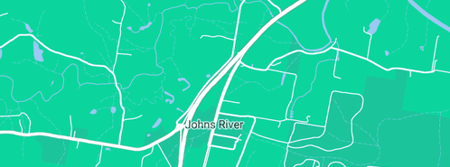 Map showing the location of Falls Forest Retreat in Johns River, NSW 2443