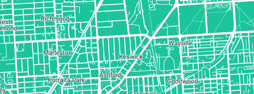 Map showing the location of Great Southern Rail Adelaide Passenger Terminal in Keswick, SA 5035