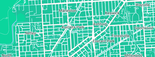 Map showing the location of Kurralta Park Community Kindergarten in Kurralta Park, SA 5037