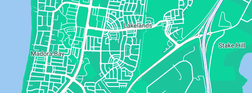 Map showing the location of Chloe's Klips in Lakelands, WA 6180