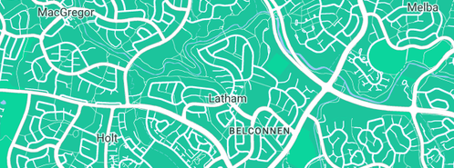 Map showing the location of Belconnen PC Genie in Latham, ACT 2615