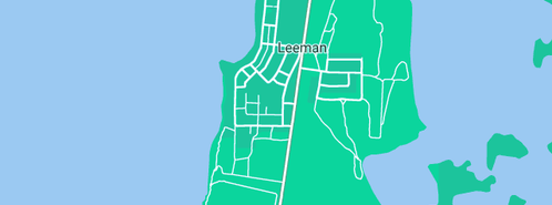 Map showing the location of Leeman Fuel and Liquor in Leeman, WA 6514