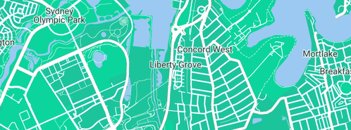 Map showing the location of Sydney Coffee machine Repair in Liberty Grove, NSW 2138