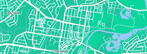 Map showing the location of Peter Warren (Liverpool) Pty Ltd in Liverpool, NSW 2170