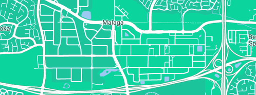 Map showing the location of Westwear in Malaga, WA 6090