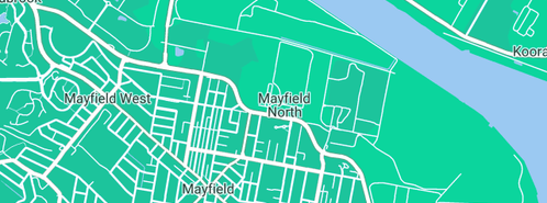 Map showing the location of Solar Panels Cleaners Newcastle in Mayfield North, NSW 2304