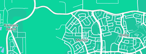 Map showing the location of Pelican Skip Bins in Medina, WA 6167