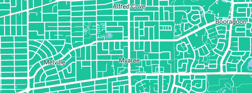 Map showing the location of Classic Window Finishings in Myaree, WA 6154
