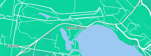 Map showing the location of Myuna Bay rest area in Myuna Bay, NSW 2264