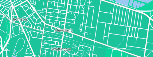 Map showing the location of Heidi's Wonderland in Newcomb, VIC 3219