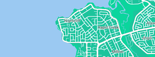 Map showing the location of Nightcliff Tyre Service in Nightcliff, NT 810