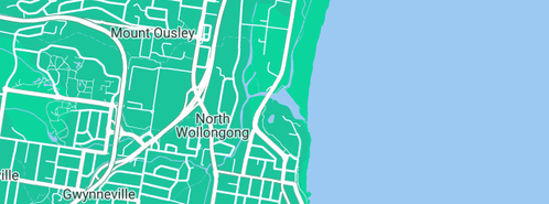 Map showing the location of Wayne Gardner Enterprises in North Wollongong, NSW 2500