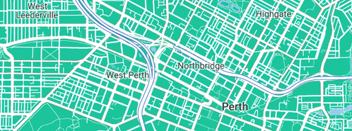 Map showing the location of Hotel Northbridge in Northbridge, WA 6003
