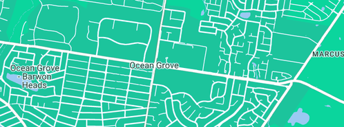 Map showing the location of Tucomma Enterprises in Ocean Grove, VIC 3226