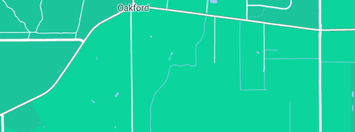 Map showing the location of Oakford Native Nursery in Oakford, WA 6121