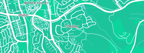 Map showing the location of Embassy of Venezuela in O'Malley, ACT 2606
