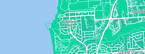 Map showing the location of R D & J K Bodger Garden Care in O'Sullivan Beach, SA 5166