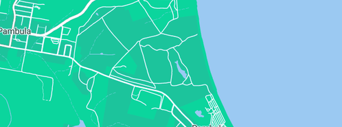 Map showing the location of Deane's Buslines Pty Ltd in Pambula Beach, NSW 2549