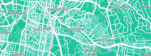Map showing the location of City of Sydney Libraries in Paddington, NSW 2021