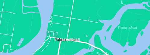 Map showing the location of Tru Blu Prawn Farms in Palmers Island, NSW 2463
