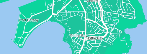 Map showing the location of Maia Outrigger Canoe Club in Phillip Bay, NSW 2036