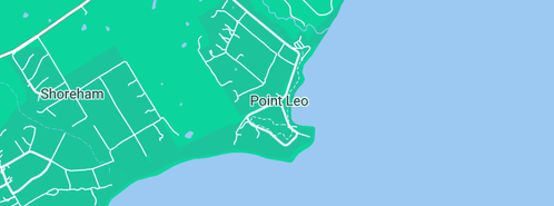 Map showing the location of South Coast Roofing in Point Leo, VIC 3916