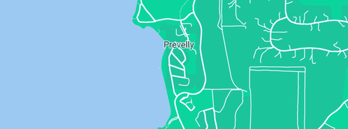 Map showing the location of Prevelly Park Beach Resort in Prevelly, WA 6285