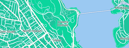Map showing the location of Domain Athletic Centre in Queens Domain, TAS 7000
