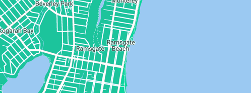 Map showing the location of Kafeini in Ramsgate Beach, NSW 2217