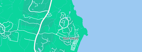 Map showing the location of Hallidays Point Community Church in Red Head, NSW 2430