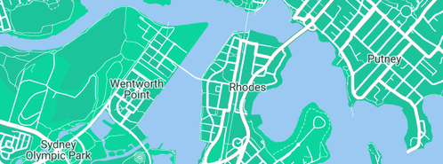 Map showing the location of Optus World in Rhodes, NSW 2138