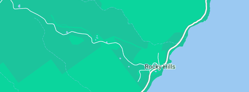 Map showing the location of Mayfield Bay Conservation/Camping Area in Rocky Hills, TAS 7190