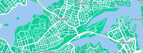 Map showing the location of Balmain Motorcycles in Rozelle, NSW 2039