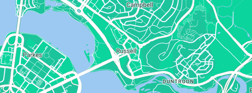 Map showing the location of Defence Force Credit Union (Defcredit) in Russell, ACT 2600