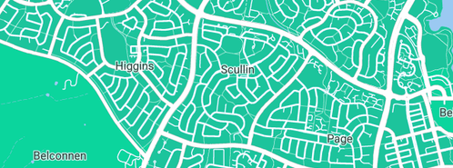 Map showing the location of Southern Cross Outside School Hours Care in Scullin, ACT 2614