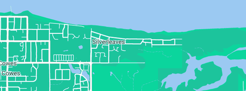 Map showing the location of Phillip Island Holiday Homes in Silverleaves, VIC 3922