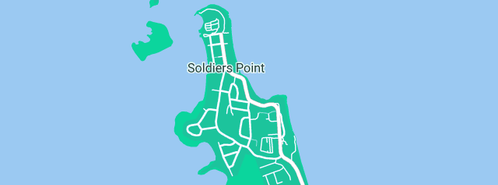 Map showing the location of Soldiers Point Marine Centre in Soldiers Point, NSW 2317