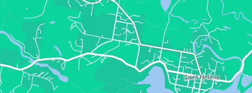 Map showing the location of necomputers in St Helens, TAS 7216