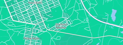 Map showing the location of Blomfield's Sewing Machine Repairs in Stanford Merthyr, NSW 2327